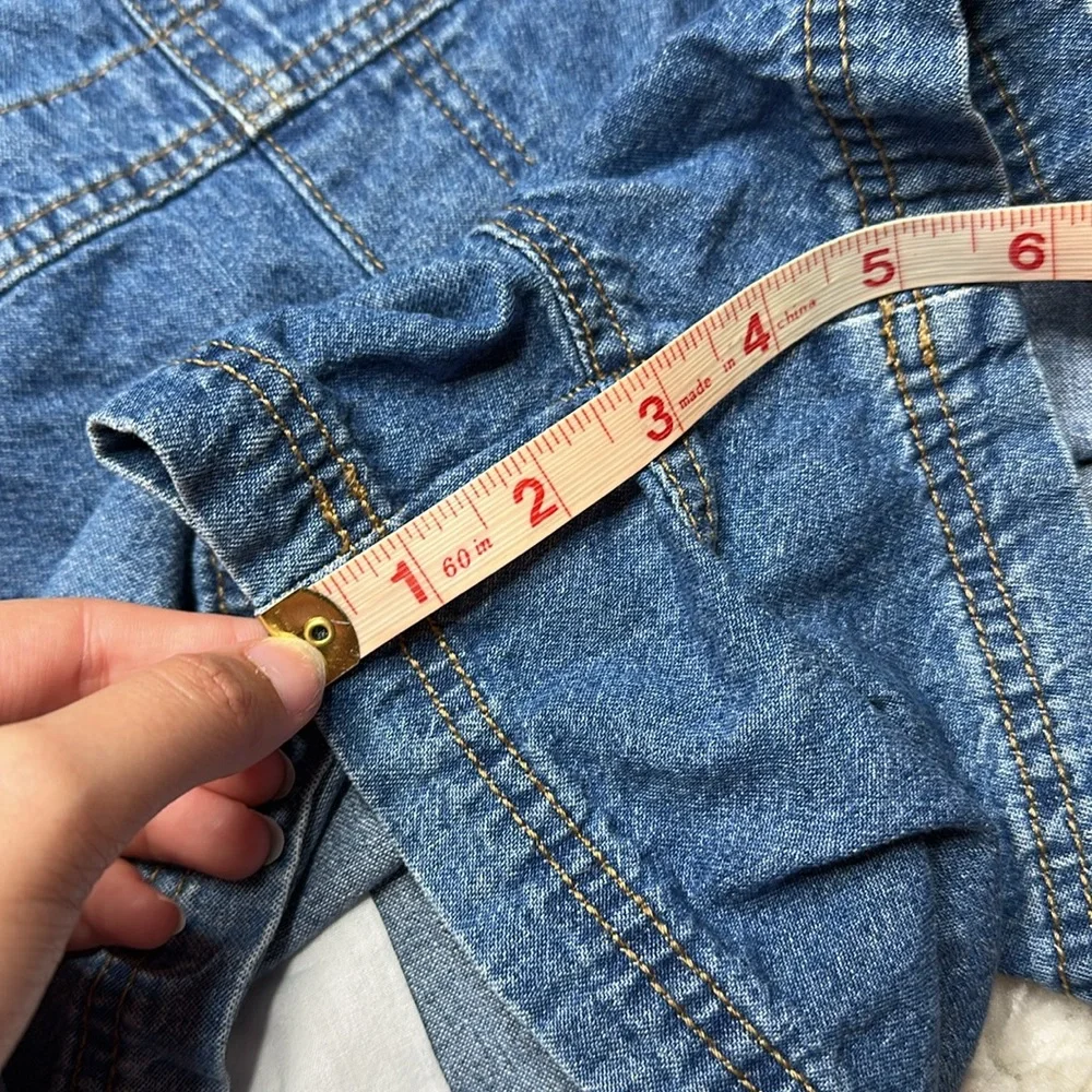 No Boundaries Medium Wash Short Overalls Denim Jean Casual Adjustable - Picture 5 of 5
